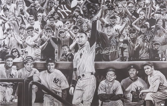 Derek Jeter Single Signed New York Yankees Legends Giclee on 44x29 Framed Canvas - LE 104/150 (Steiner)